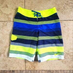 Nike Kids Striped Board Shorts - Blue and Yellow